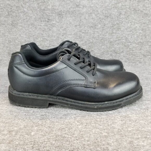 ✅Tredsafe Gary Black Leather Lace Up Slip Resistant Shoes Mens 7 Waiter Sneakers - Picture 7 of 11